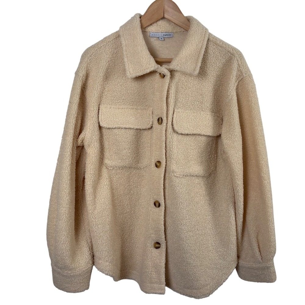 Baltic Born Jayden Sherpa Jacket Fuzzy Shacket Oversized Womens M Cozy Cabincore